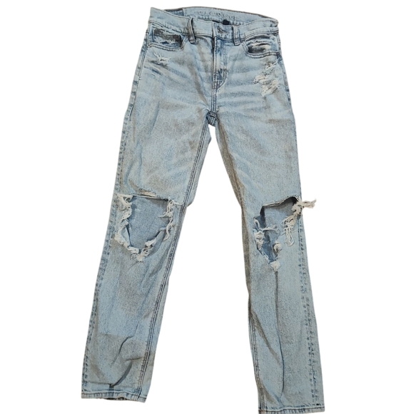 American Eagle Super High-rise Ankle StraightDistressed Denim Blue Jeans Size 00 - Picture 11 of 11